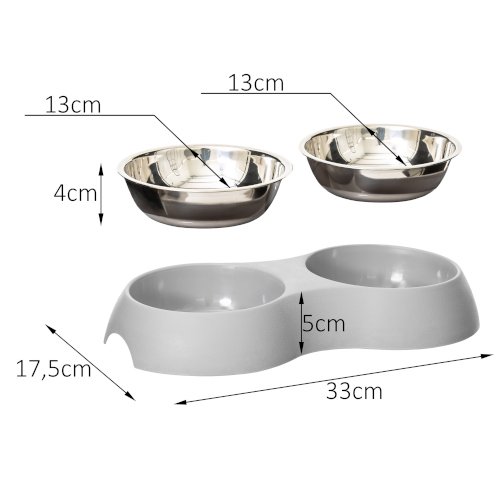 Doggy Tál szett kivehető fém tálakkal 2x400ml dupla kutyatál méretek