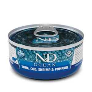 N&D Ocean Cat konzerv Tőkehal & Garnélarák sütőtökkel 70g