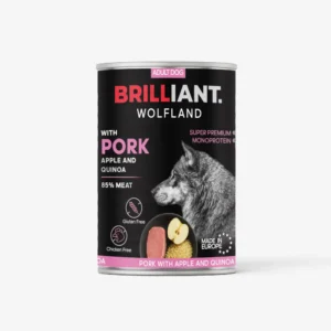 Brill Wolfland konzerv Sertés almával és qiunoával prémium kutyakonzerv 400g