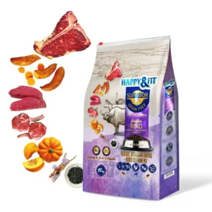 Happy&Fit Superior Hipoallergén Gabonamentes kutyatáp Friss marha, strucc, vizibivaly, sütőtök