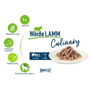 Happy Cat Pouch Szósz Culinary Bárány macska alutasakos eledel 85g - termék előnyei
