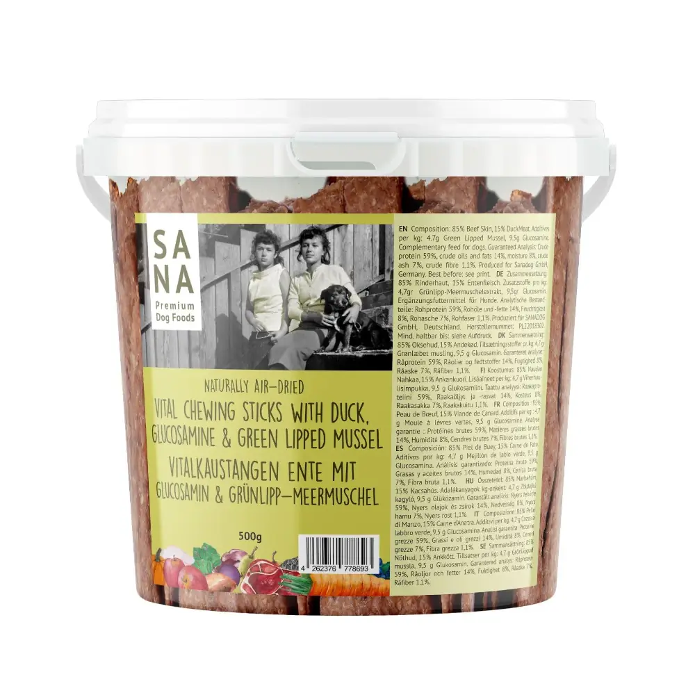 sana-vital-fogtisztito-sticks-marha-kacsaval-es-glukozaminnal-500g SANA Vital Fogtisztító Sticks Marha kacsával és glükozaminnal 500g